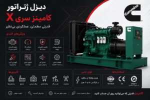 تجهیزات صنعتی نشر نیرو 81 دیزل ژنراتور کامینز سری X - مدل X2.5 تا X3.3 از 27 تا 70 کاوا