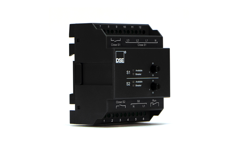 کنترلر DSE 327 — ماژول ATS DIN-Rail کنترلر DSE 327 — نمای واقعی ماژول ATS DIN-Rail با ترمینالهای S1/S2/Close/Run