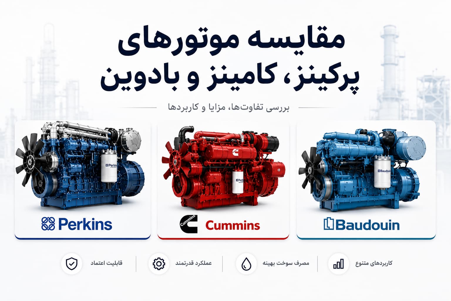مقایسه موتورهای پرکینز، کامینز و بادوین — Perkins vs Cummins vs Baudouin