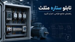 تابلو ستاره مثلث (Star-Delta) — کنتاکتورهای KM/KY/KD، رله حرارتی OLR، MCCB و موتور سه‌فاز