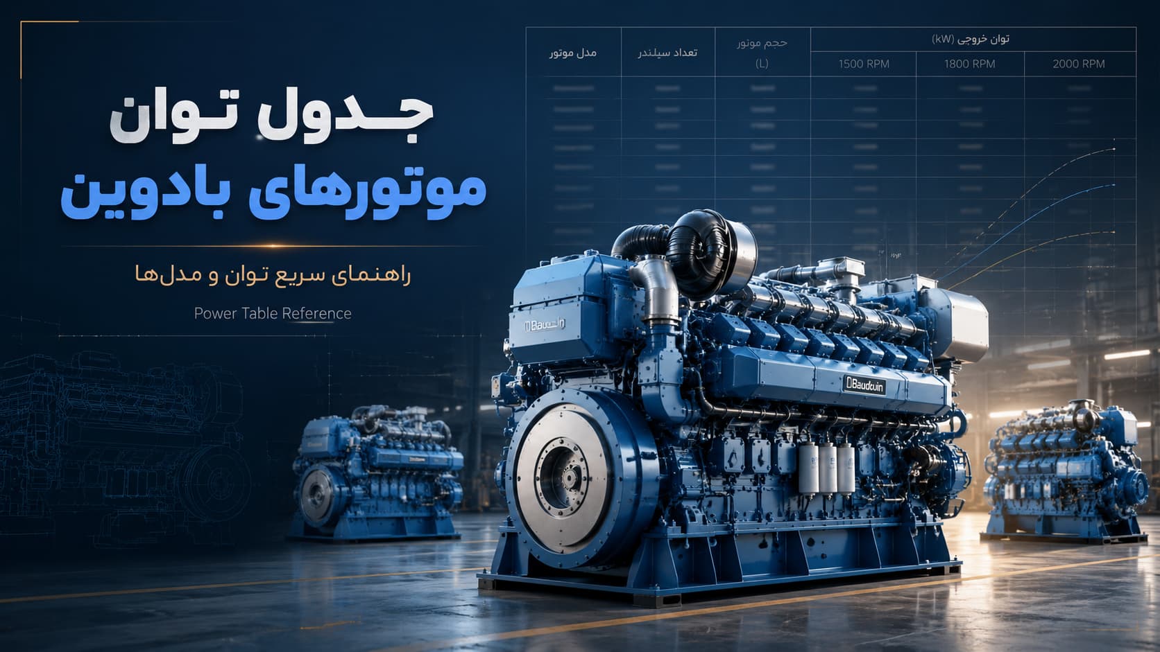 جدول کامل توان موتورهای بادوین — مرجع PowerKit Diesel ۱۴ مدل 1 جدول کامل توان موتورهای بادوین — مرجع ۱۴ مدل سری PowerKit Diesel با مشخصات ESP، PRP و توان موتور